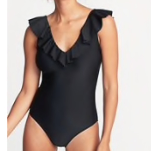 Old Navy Black Ruffle Swimsuit - Picture 1 of 3